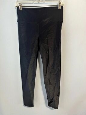 NOLI Liquid Black Gloss Leggings High Rise Shimmer Brazilian Fabric Size M